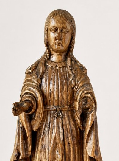 Vierge Orante en bois sculpté – XVIIIe siècle-photo-2