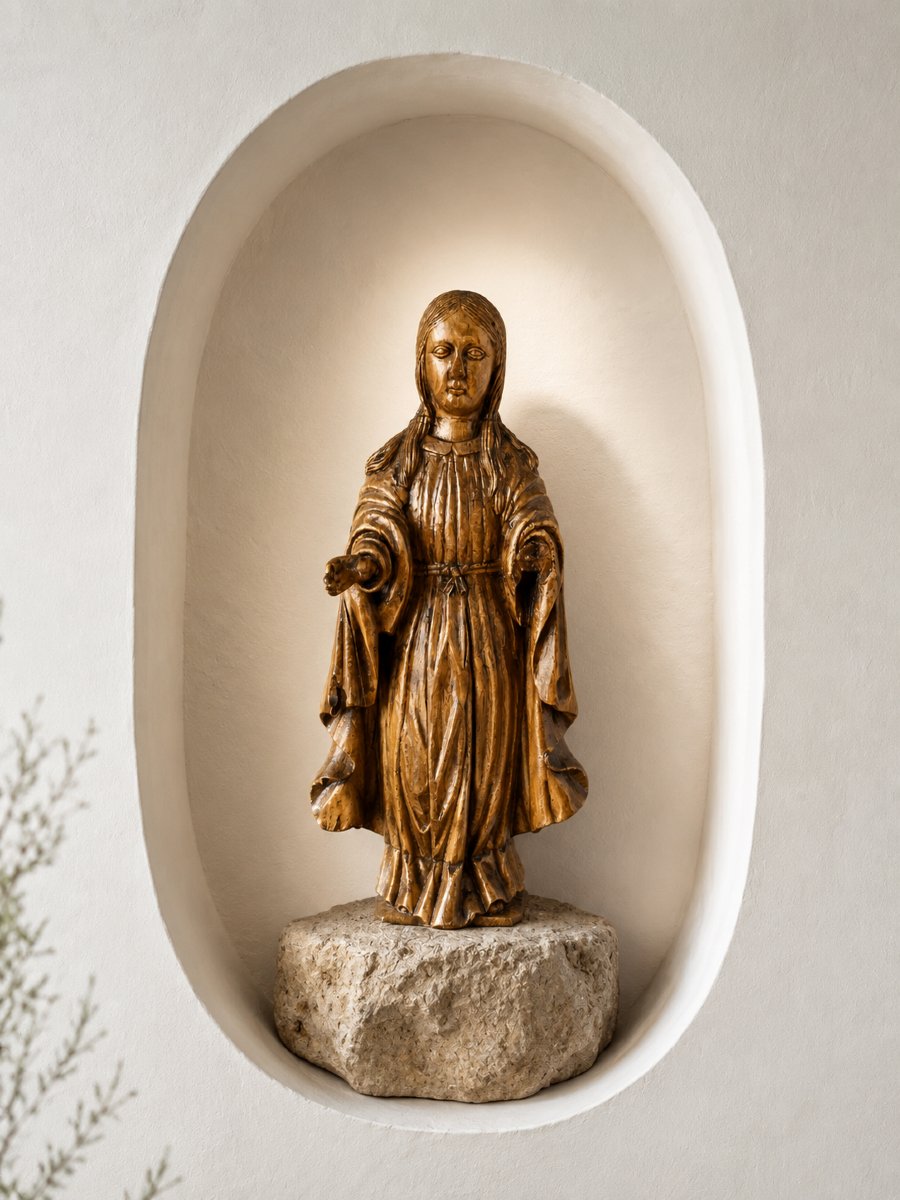 Vierge Orante en bois sculpté – XVIIIe siècle