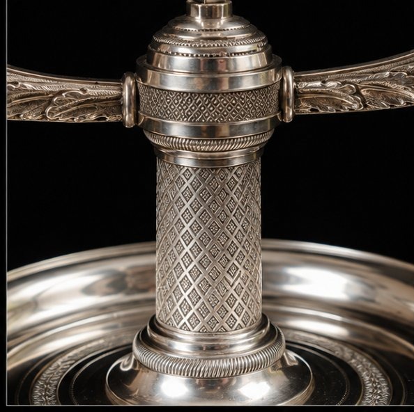 Lampe bouillotte en bronze argenté et tôle peinte — Époque Empire-photo-1