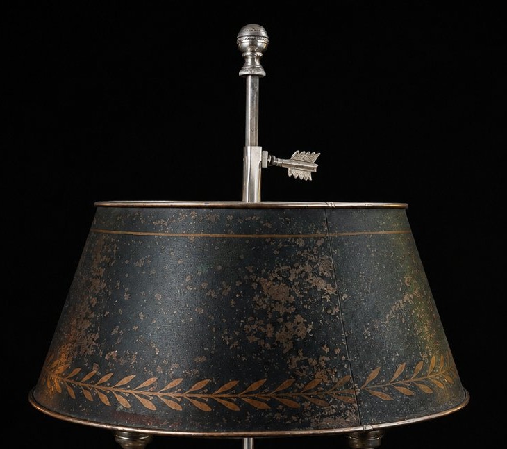 Lampe bouillotte en bronze argenté et tôle peinte — Époque Empire-photo-3