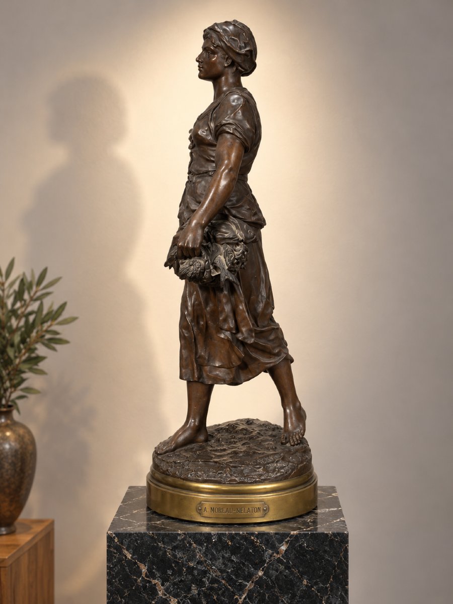 émile-louis Picault (1833–1922) — *la Mareyeuse*  Large Bronze Sculpture With A Brown Patina — 82 Cm-photo-2