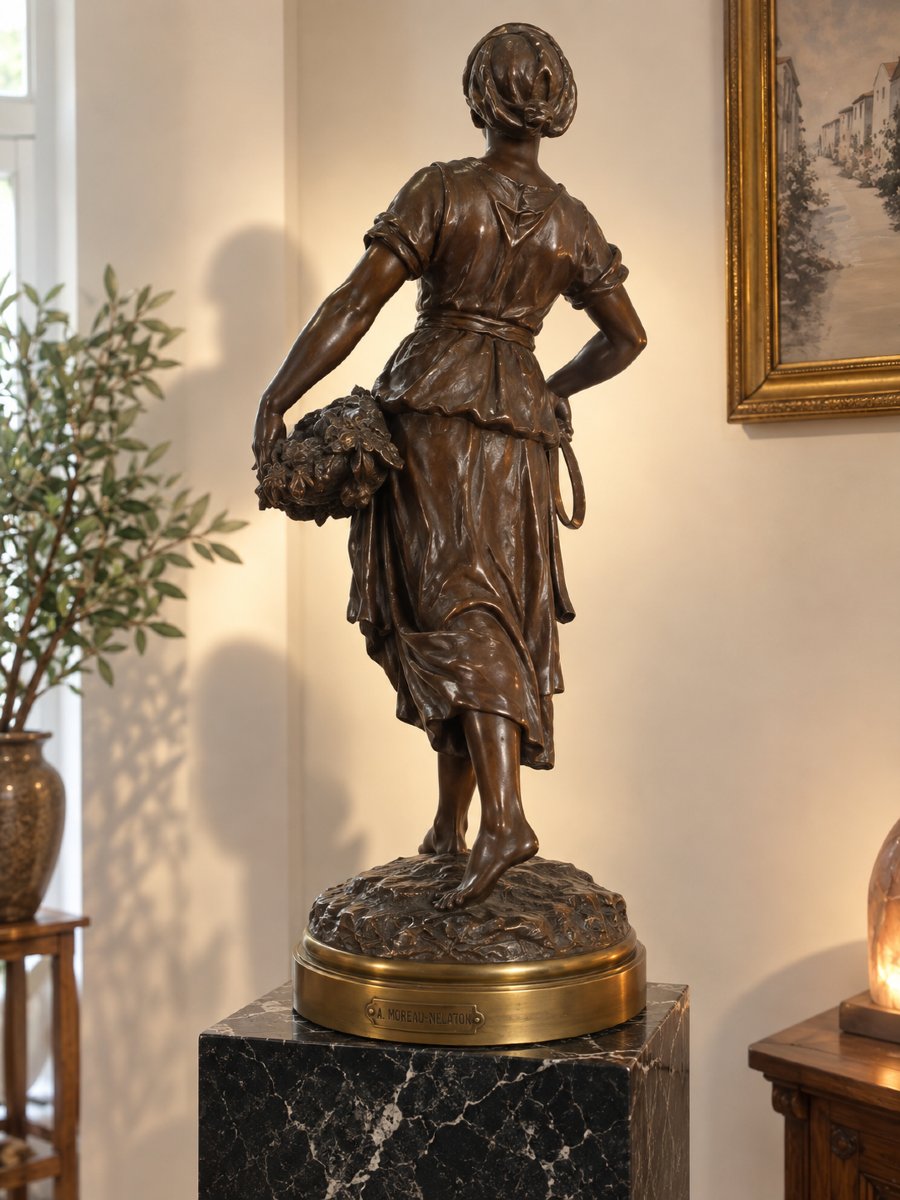 émile-louis Picault (1833–1922) — *la Mareyeuse*  Large Bronze Sculpture With A Brown Patina — 82 Cm-photo-4