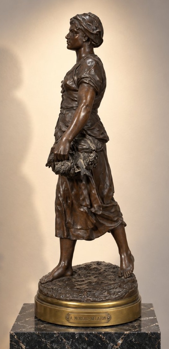 émile-louis Picault (1833–1922) — *la Mareyeuse*  Large Bronze Sculpture With A Brown Patina — 82 Cm-photo-1