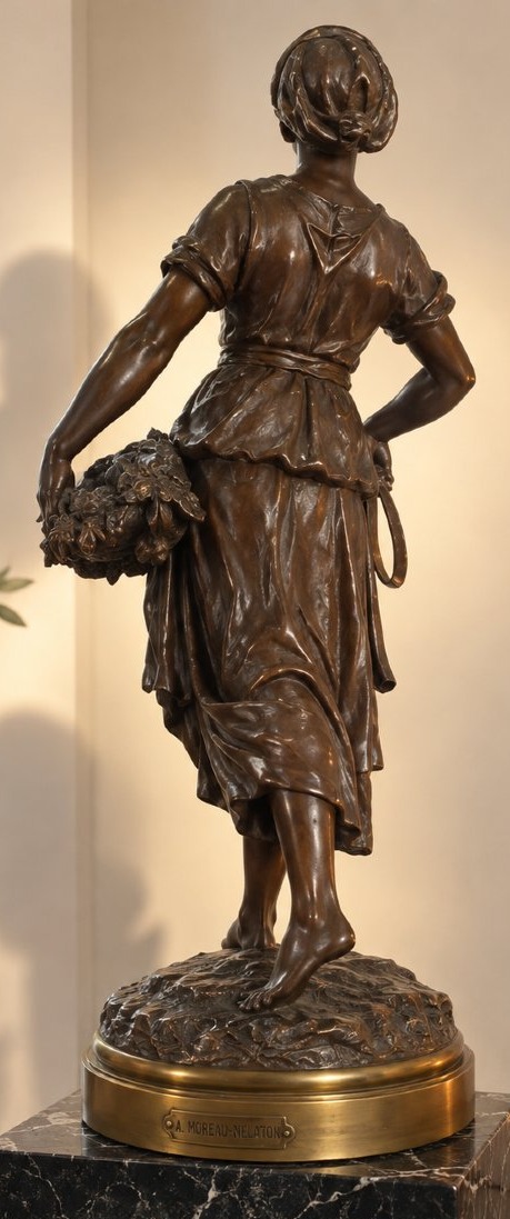 émile-louis Picault (1833–1922) — *la Mareyeuse*  Large Bronze Sculpture With A Brown Patina — 82 Cm-photo-2