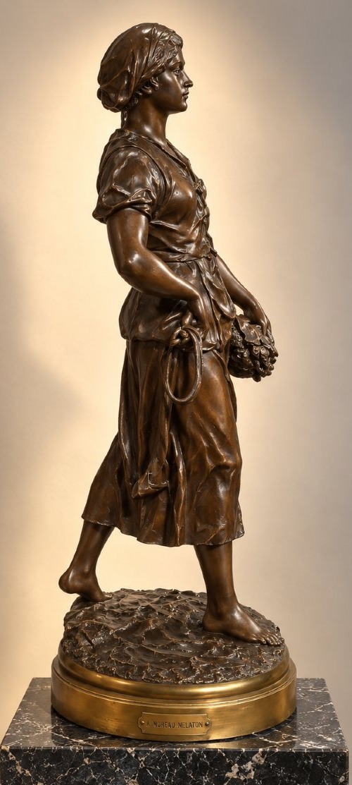émile-louis Picault (1833–1922) — *la Mareyeuse*  Large Bronze Sculpture With A Brown Patina — 82 Cm-photo-3