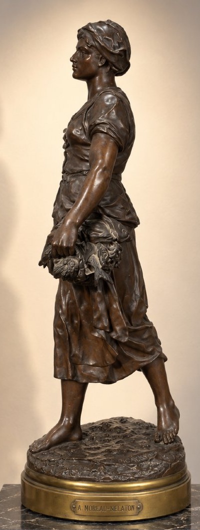émile-louis Picault (1833–1922) — *la Mareyeuse*  Large Bronze Sculpture With A Brown Patina — 82 Cm-photo-4