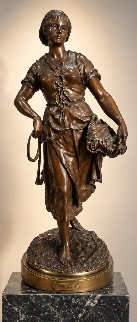 émile-louis Picault (1833–1922) — *la Mareyeuse*  Large Bronze Sculpture With A Brown Patina — 82 Cm-photo-5