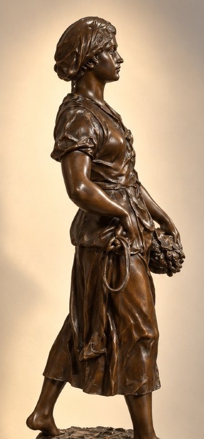 émile-louis Picault (1833–1922) — *la Mareyeuse*  Large Bronze Sculpture With A Brown Patina — 82 Cm-photo-6