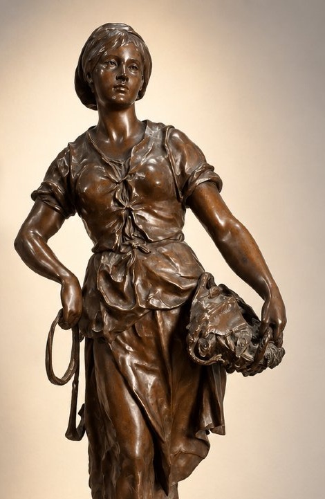 émile-louis Picault (1833–1922) — *la Mareyeuse*  Large Bronze Sculpture With A Brown Patina — 82 Cm-photo-7
