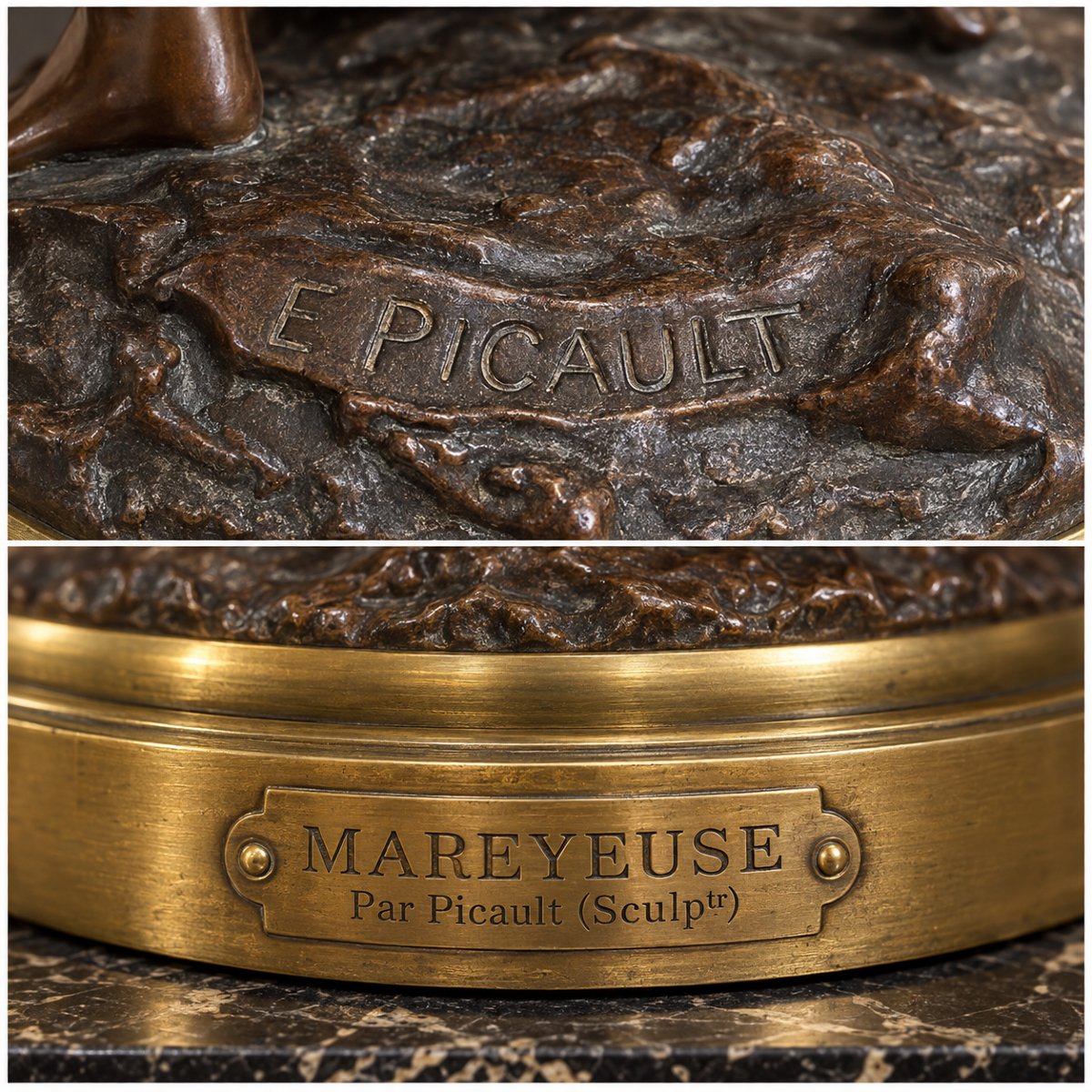 émile-louis Picault (1833–1922) — *la Mareyeuse*  Large Bronze Sculpture With A Brown Patina — 82 Cm-photo-8