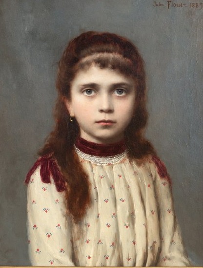 Jules Flour (1864–1921) Portrait Of A Young Girl, 1889-photo-3