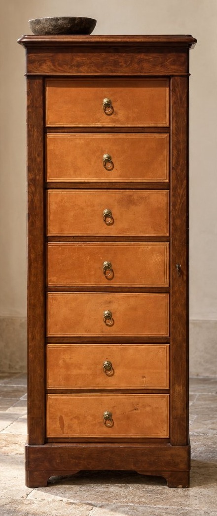 Petit cartonnier en acajou de Cuba et cuir — Époque Louis-Philippe, milieu du XIXᵉ siècle-photo-3