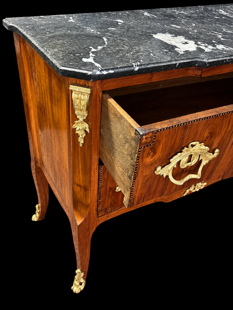 Parisian Chest Of Drawers Made Of Amaranth Wood, Early 19th Century, Louis XVI Style-photo-3
