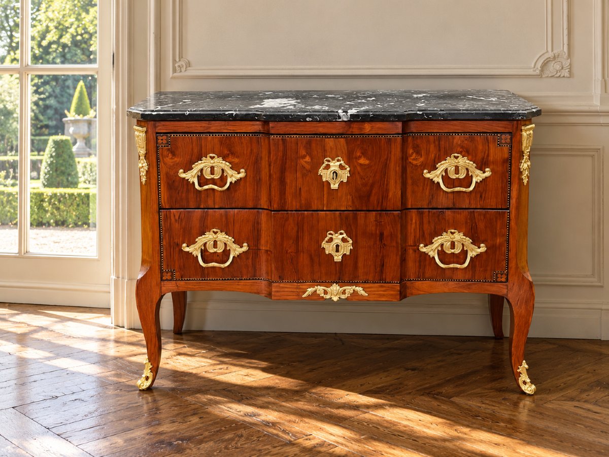 Parisian Chest Of Drawers Made Of Amaranth Wood, Early 19th Century, Louis XVI Style