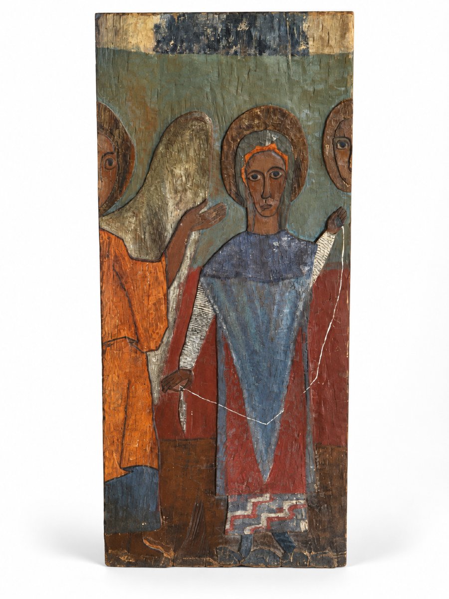 Panneau orphelin de triptyque, Moines fileurs, vers 1950