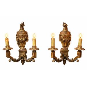 Pair Of Giltwood Wall Sconces – Second Empire Period – Louis XVI Style