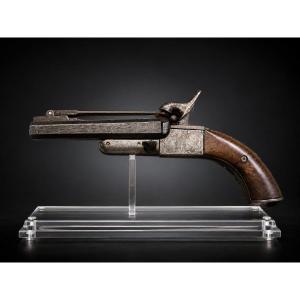 Pistolet de Veneur à broche, double canon juxtaposé avec baïonnette escamotable – XIXe siècle