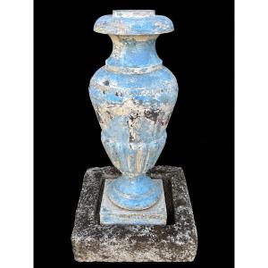 Grande urne de jardin en zinc peint – XIXᵉ siècle – Superbe patine