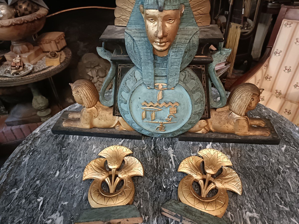 Sculpture Bois . Egyptomania. XIX Siècle.-photo-2