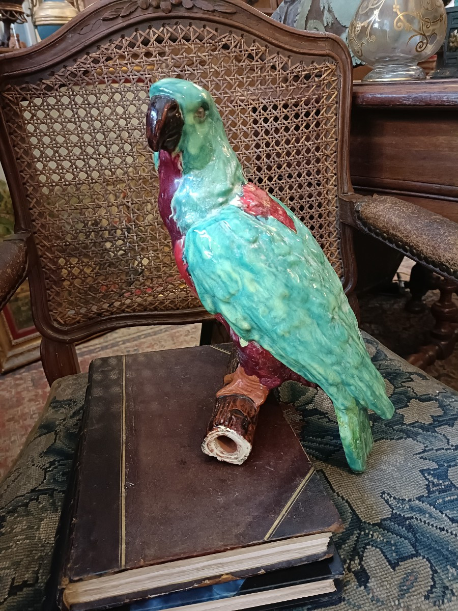 Perroquet En Terre Vernissée 
