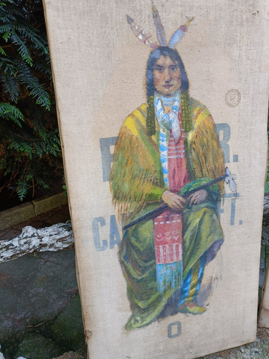 Pair Of Paintings Depicting Sioux-photo-3