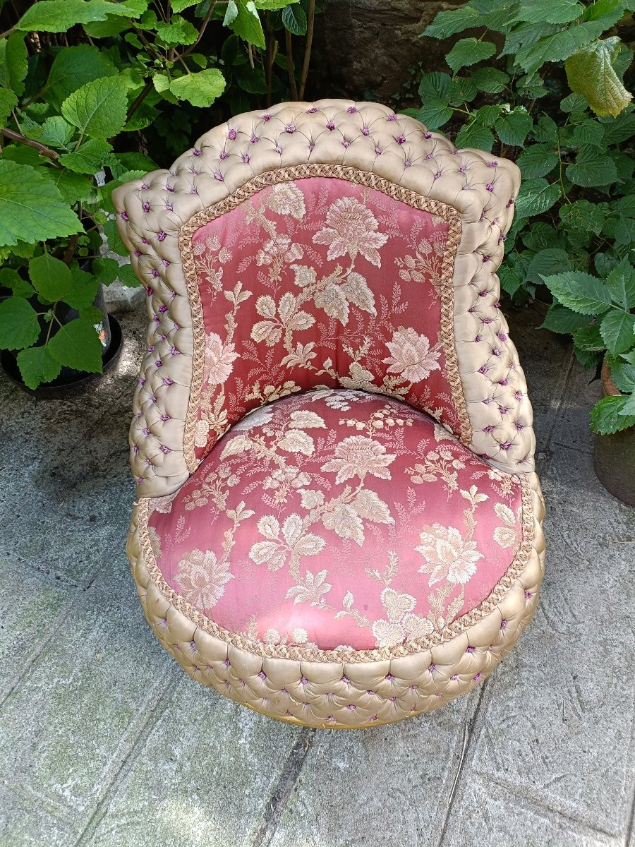 Napoleon III Period Armchair. Gilded Wooden Base.-photo-3