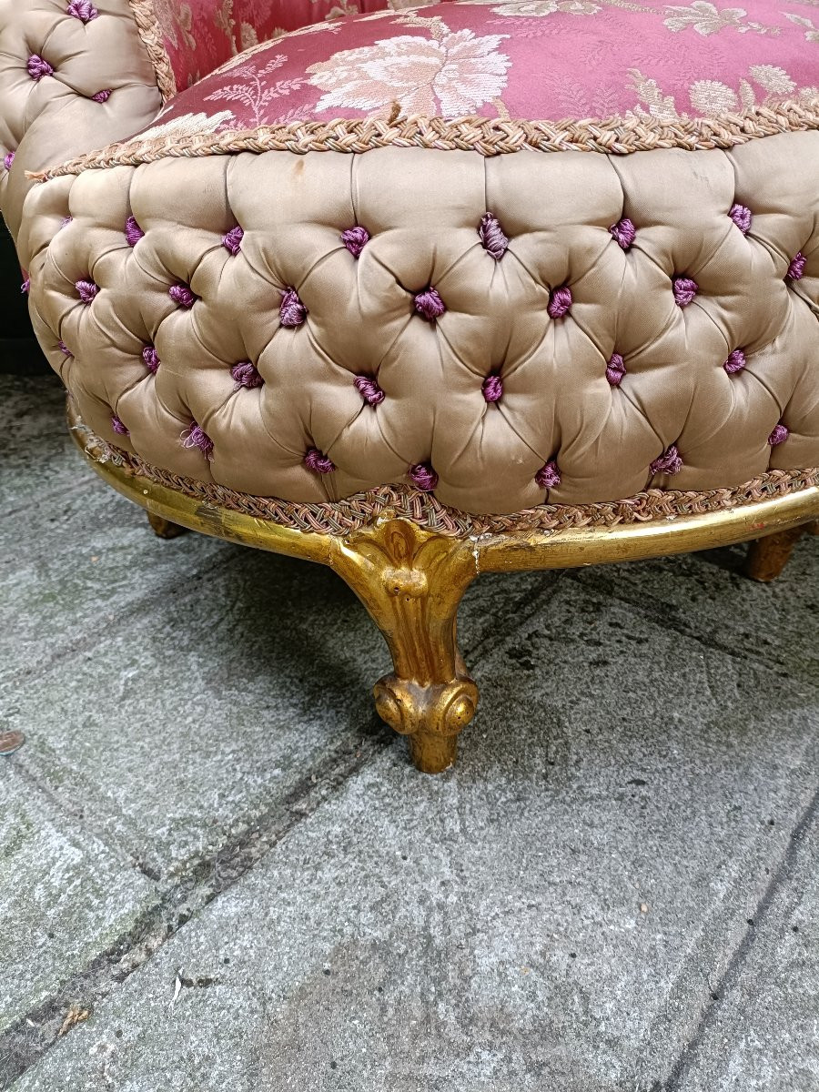 Napoleon III Period Armchair. Gilded Wooden Base.-photo-1