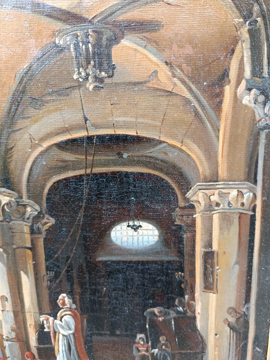 HST . Cérémonie religieuse dans une chapelle. XIX siecle-photo-2
