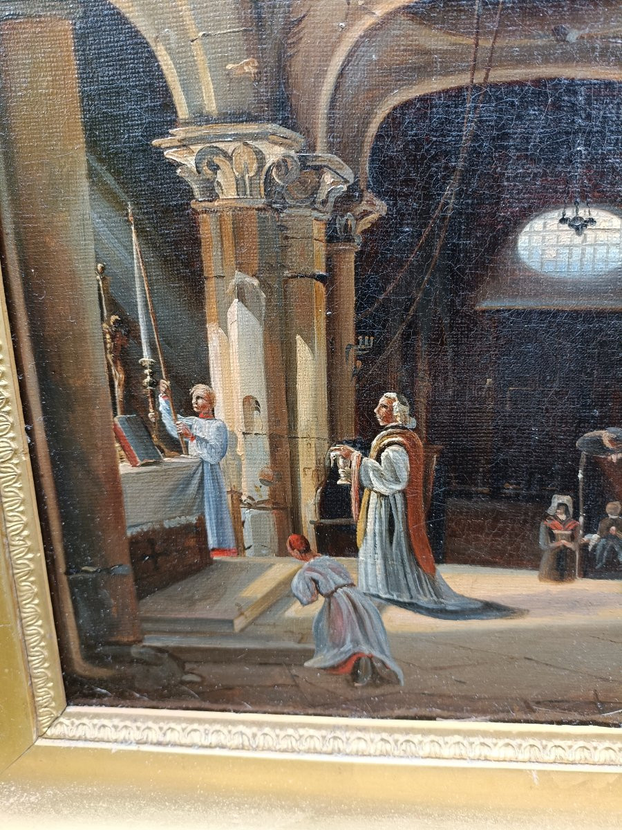 HST . Cérémonie religieuse dans une chapelle. XIX siecle-photo-4