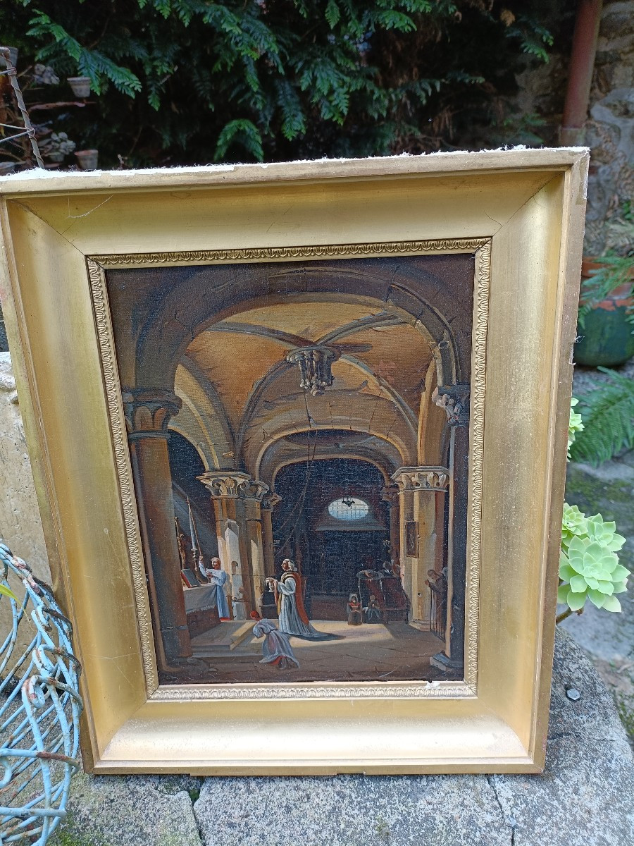 HST . Cérémonie religieuse dans une chapelle. XIX siecle