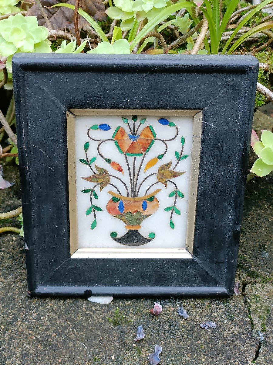 Two Marble Marquetry Pietradura. Late 19th Century-photo-2