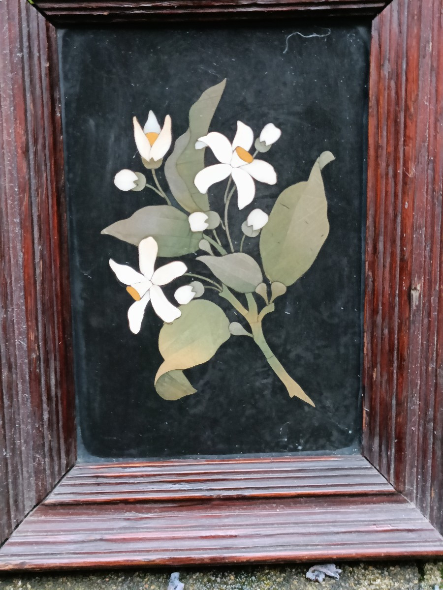 Two Marble Marquetry Pietradura. Late 19th Century
