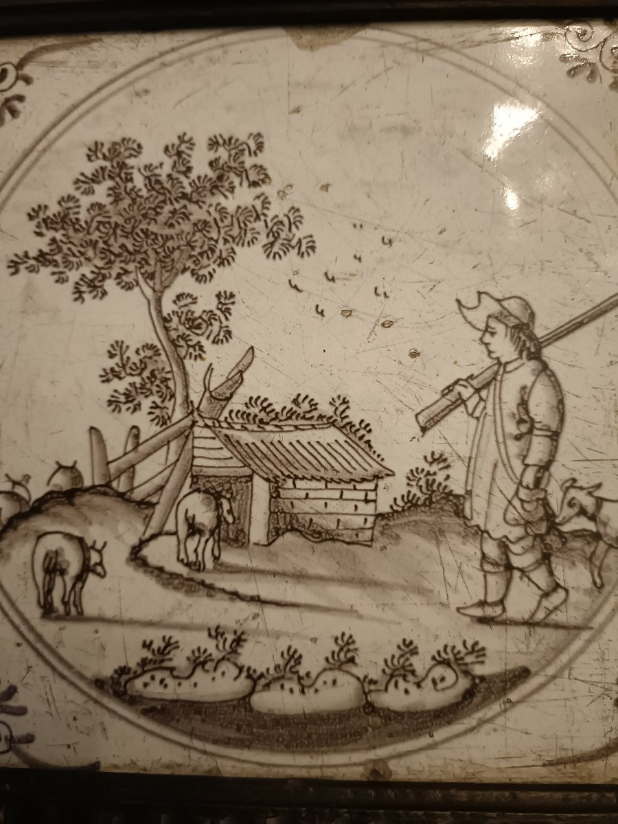 3 carreaux faïence Delft XVIII -photo-4