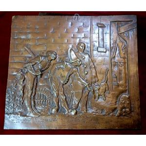 Plaque en bronze Commedia Dell' Arte 