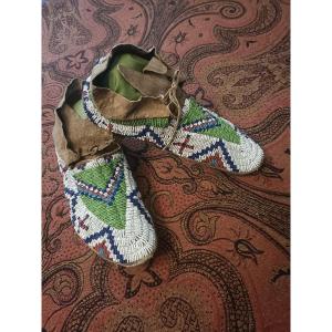 Paire De Moccasins Sioux Fin XIX Siècle.