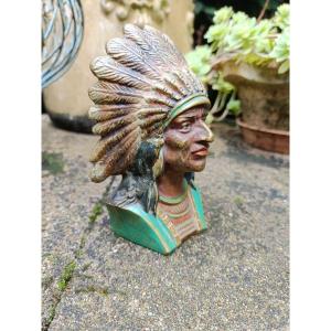 Buste d'amérindien en bronze