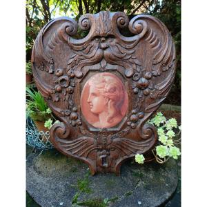 19th Century Carved Wooden Panel 