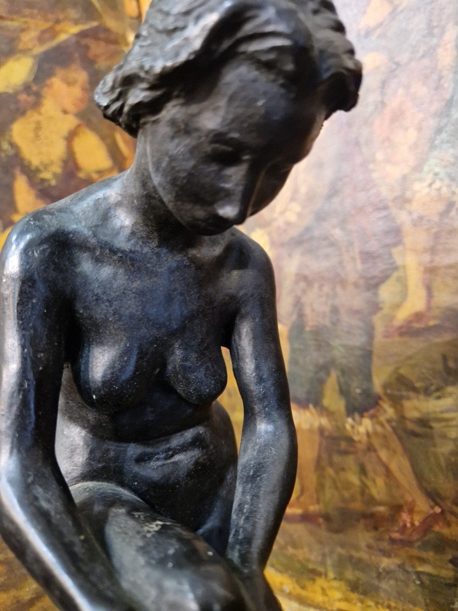 Alfredo Biagini (rome, 1886-1952): Bronze Statue Depicting A Woman-photo-4