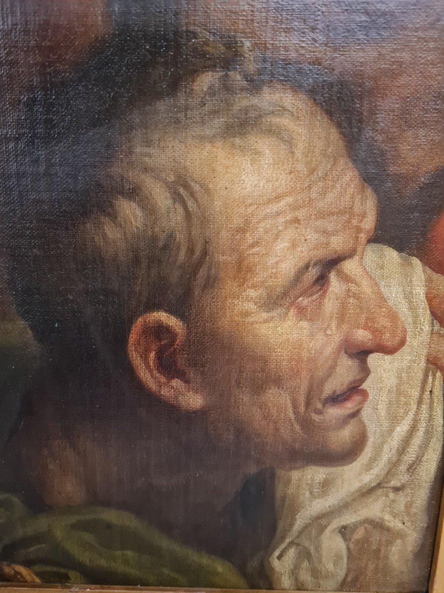 Head Study. Oil On Canvas Created By The Painter Tommaso Festa In 1861-photo-3