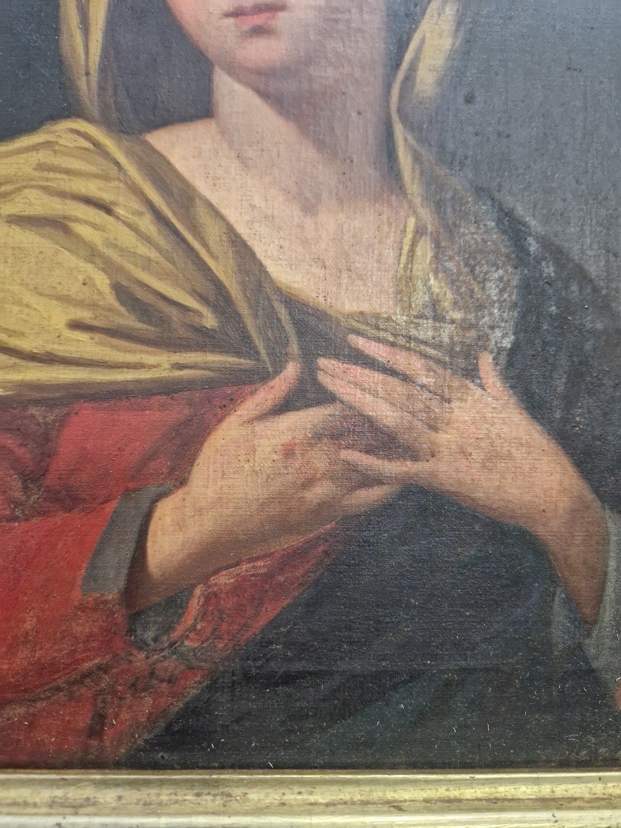 Peinture à l'Huile Représentant Une Femme En Deuil. Seconde Moitié Du XIXe Siècle-photo-2