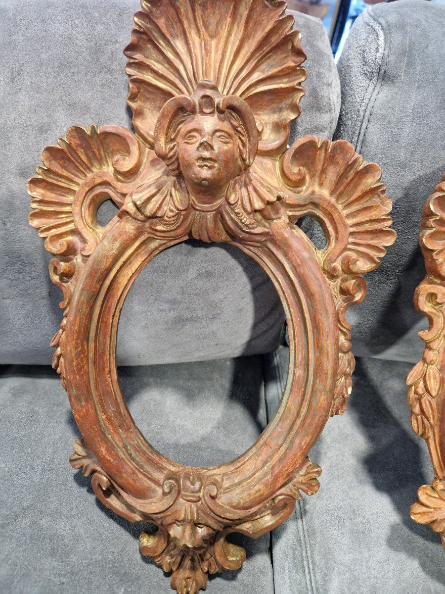 Paire De Cadres En Terre Cuite Avec Traces De Dorure Du XVIIIe Siècle (datés P.f. 1766)-photo-3