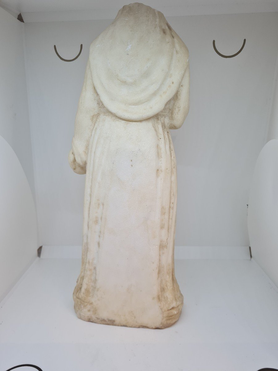 Statue en marbre blanc "Femme à l'Enfant" seconde moitié du XVIIIème siècle-photo-3