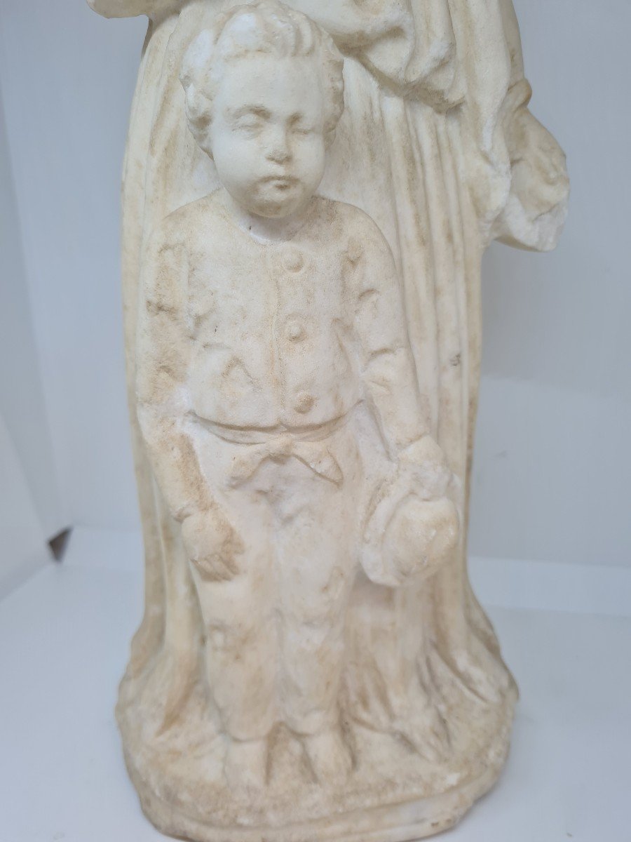 Statue en marbre blanc "Femme à l'Enfant" seconde moitié du XVIIIème siècle-photo-2
