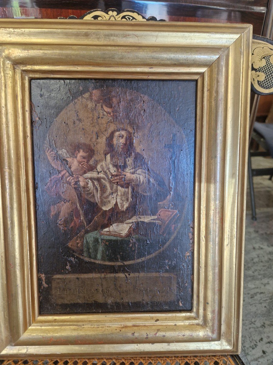 Oil On Panel From The 17th Century Depicting Saint John Of Nepomuk-photo-2