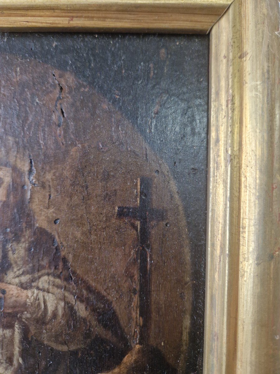 Oil On Panel From The 17th Century Depicting Saint John Of Nepomuk-photo-7