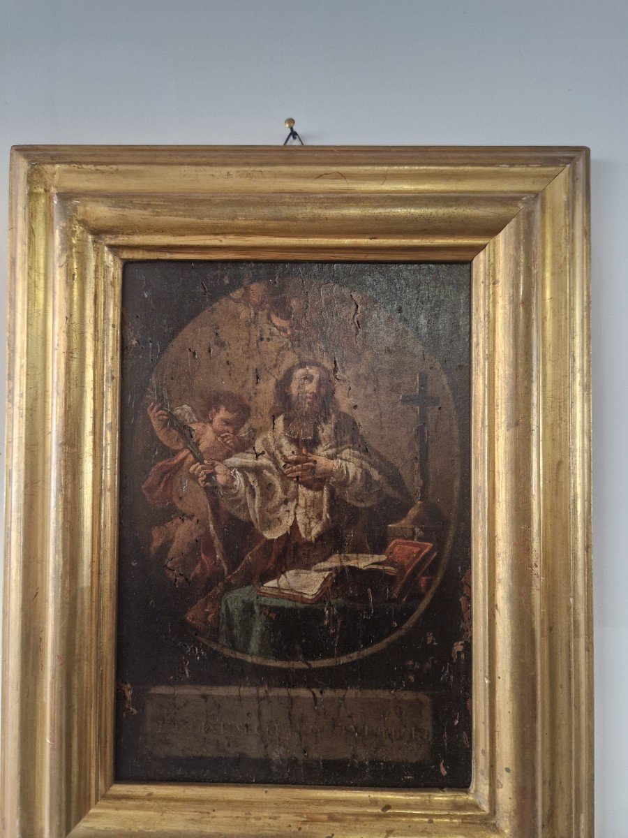 Oil On Panel From The 17th Century Depicting Saint John Of Nepomuk