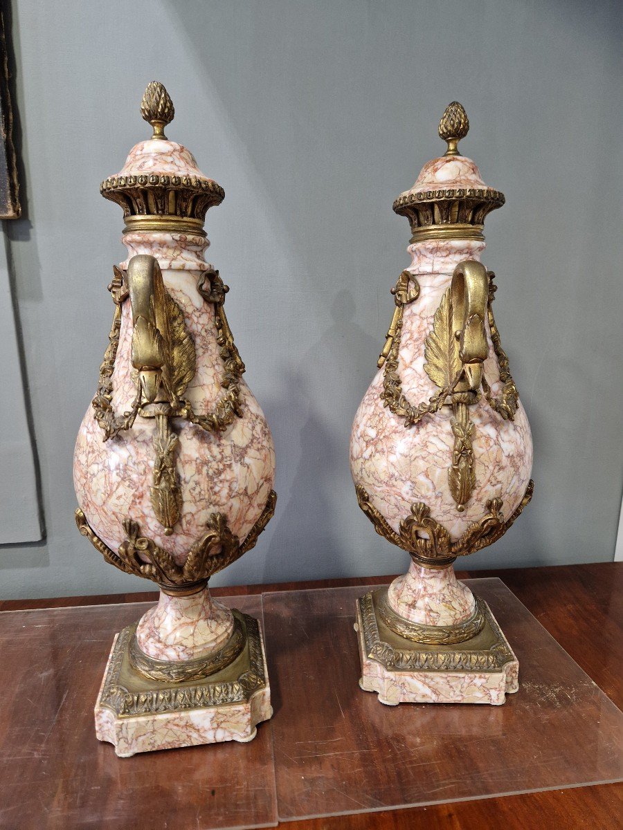 Paire de vases Napoléon III En bronze doré et marbre Seconde moitié du XIXe siècle-Napoléon III-photo-4