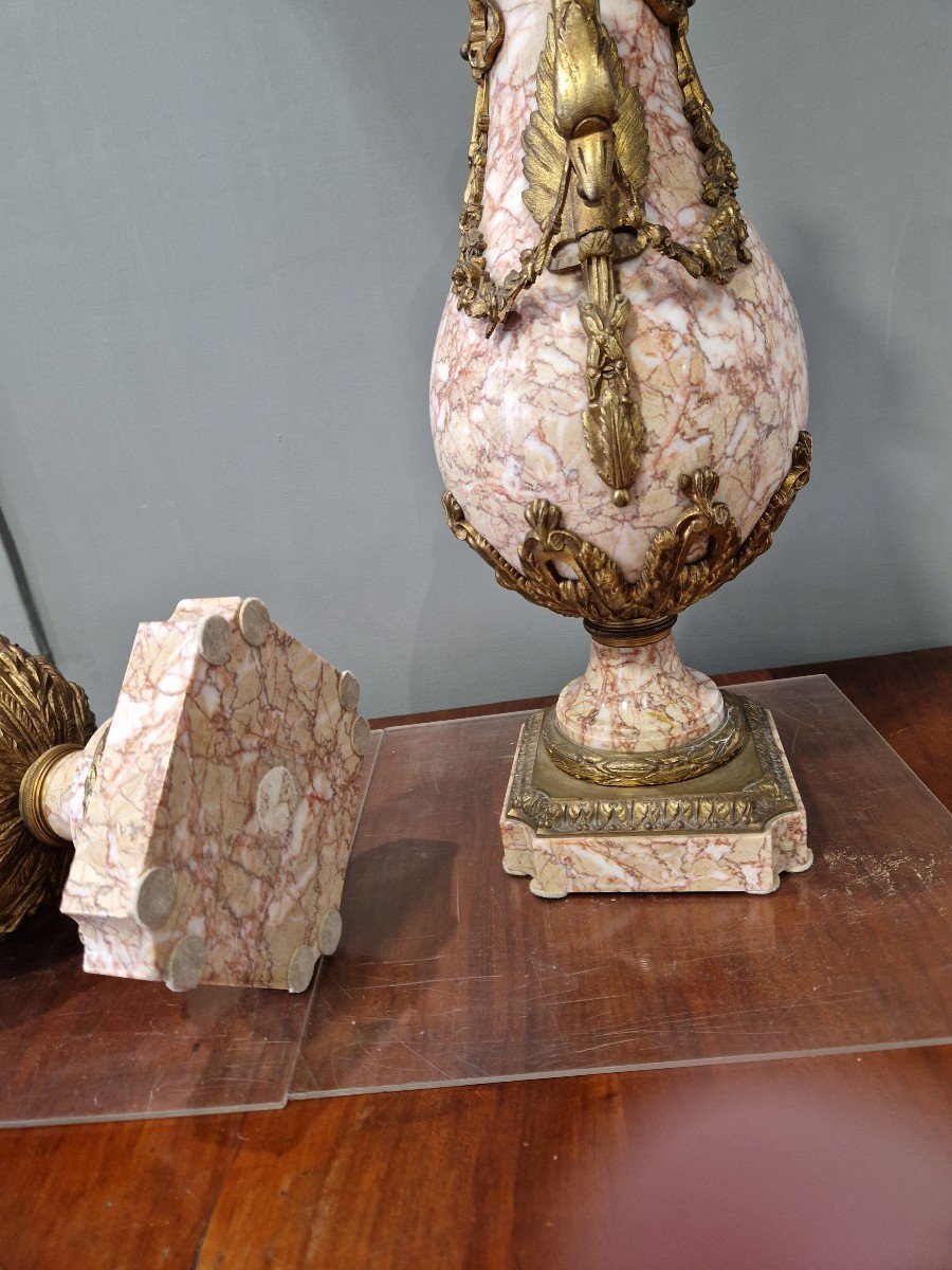 Paire de vases Napoléon III En bronze doré et marbre Seconde moitié du XIXe siècle-Napoléon III-photo-8