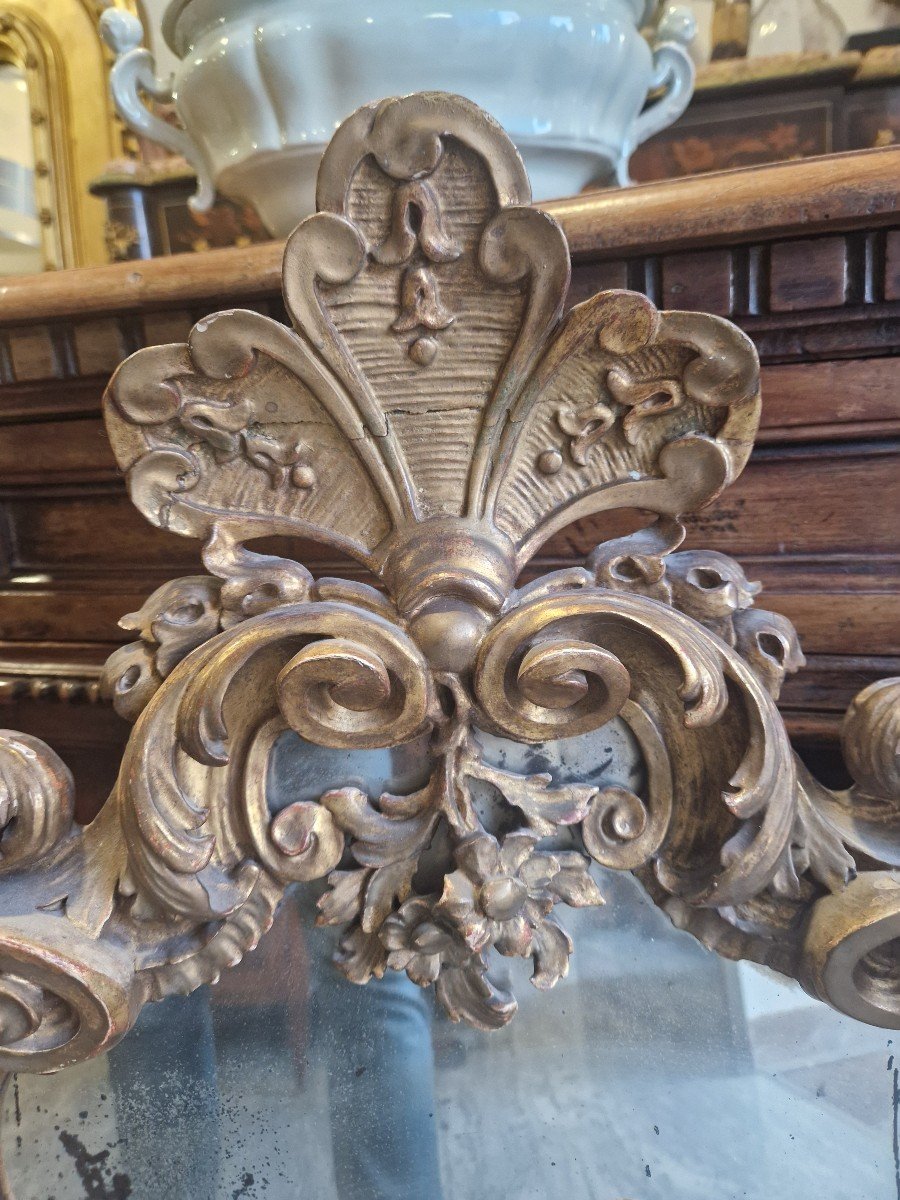 Petit Miroir Italien En Bois Doré Du 18ème Siècle-photo-4