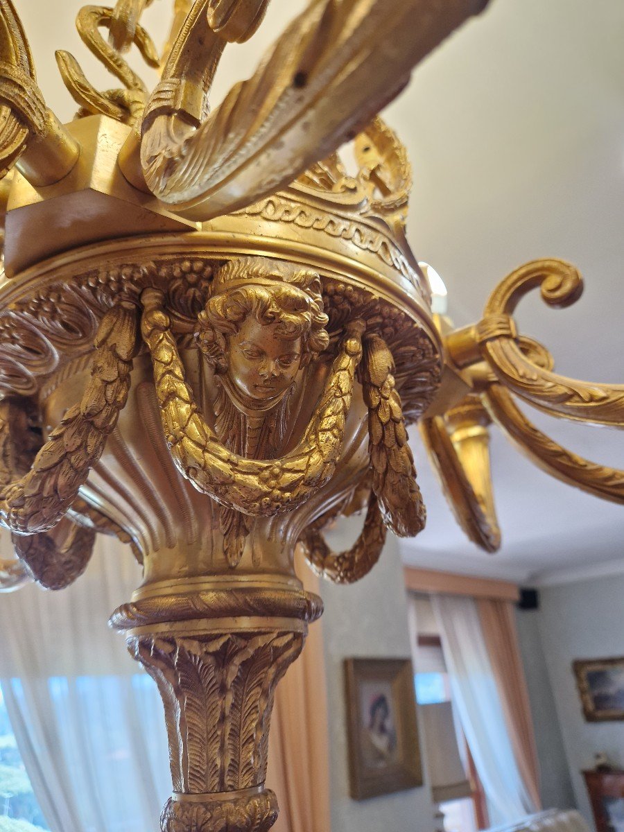 Splendid French Chandelier In Gilded Bronze From The Early Twentieth Century-photo-2